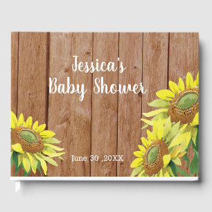 Rustic Wood Sunflower Baby Dusche Gästebuch