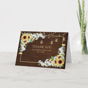 Rustic Wood Sunflower Dusty Blue Floral Vielen Dan Karte