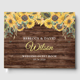 Rustic Wood Sunflower Wedding Guest Books Gästebuch