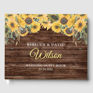Rustic Wood Sunflower Wedding Guest Books Gästebuch
