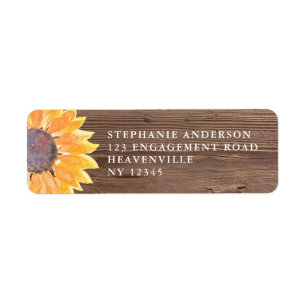 Rustic Wood Sunflower Wedding Rücksendeadresse