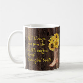 Rustic Wood Sunflowers Kaffeehaus Stiefel Kaffeetasse