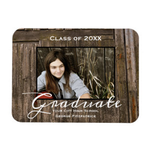 Rustic Wood Template High School Abschluss Magnet