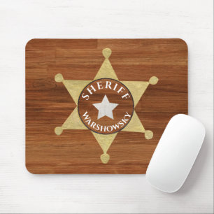 Rustic Wood tone Sheriff Abzeichen Star, Browns Mousepad