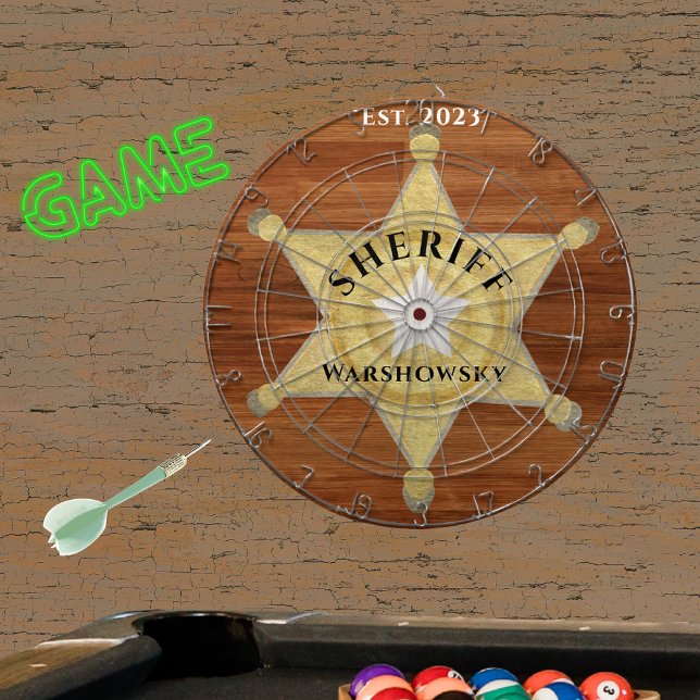 Rustic Wood tone Sheriff Abzeichen Star, Browns Wo Dartscheibe (Von Creator hochgeladen)