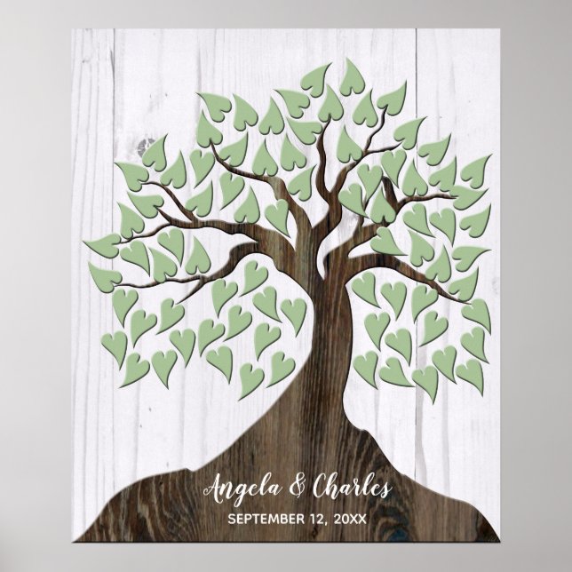 Rustic Wood Tree Alternative Guest Book Poster (Vorne)