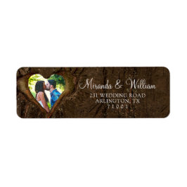 Rustic Wood Tree Heart Wedding Address