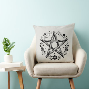 Rustic Wood Twig Star Pentagramm Kissen