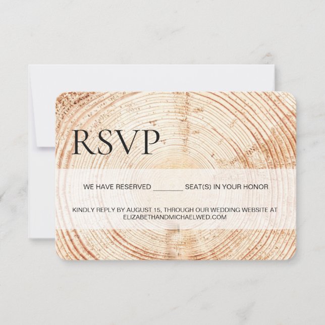 Rustic Wood UAWG vorbehaltene Sitze QR Code Websit RSVP Karte (Vorderseite)