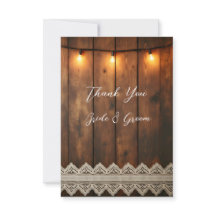 Rustic Wood und Spitze Foto Danksagungskarte