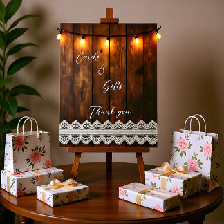 Rustic Wood und Spitze Karten & Geschenke Sockel-S Sockelschild