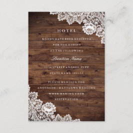 Rustic Wood Vintag Lace Hotel Unterkunft Begleitkarte