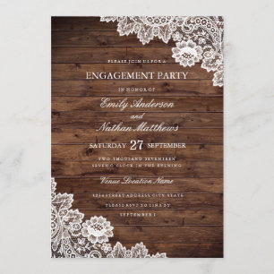 Rustic Wood Vintag Lace Wedding Party Einladung
