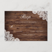 Rustic Wood Vintag Lace Wedding RSVP