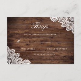 Rustic Wood Vintag Lace Wedding RSVP