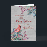 Rustic Wood Watercolor Grandson Frohe Weihnachten Karte<br><div class="desc">Frohe Weihnachten für Enkelkarte mit winterfarbenem Wasser,  Kardinal,  rustikalem Holzmuster und nachdenklichem Vers.</div>