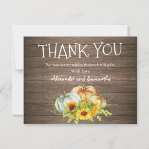 Rustic Wood Watercolor Pumpkin Fall Danke Karte