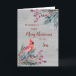 Rustic Wood Watercolor Son Frohe Weihnachten Karte<br><div class="desc">Frohe Weihnachten für Söhnkarte mit winterfarbenem Wasser,  Kardinal,  rustikalem Holzmuster und nachdenklichem Vers.</div>