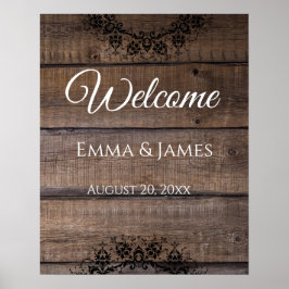 Rustic Wood Wedding Begrüßungsname, Date Poster