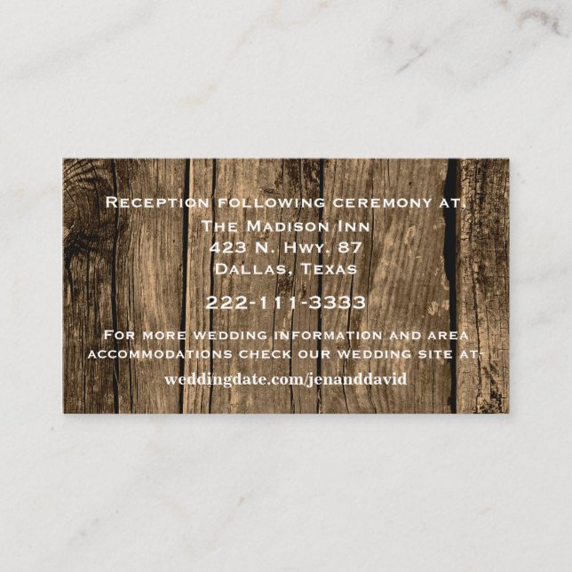 Rustic Wood Wedding Card Begleitkarte (Vorderseite)