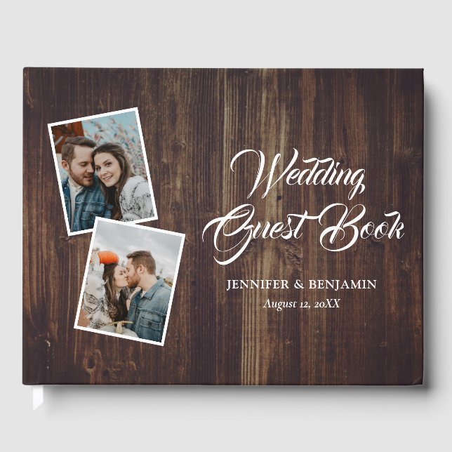 Rustic Wood Wedding Foto Gästebuch (Vorderseite)