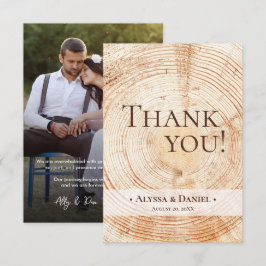 Rustic Wood Wedding Foto klein Dankeskarte