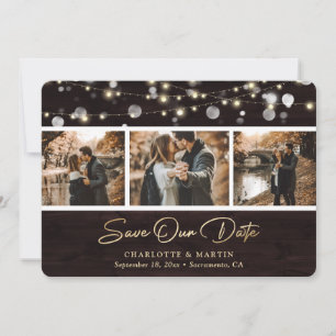 Rustic Wood Wedding Foto Rette unsere Date Card Save The Date