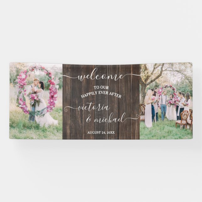 Rustic Wood wedding Foto - Willkommen Banner