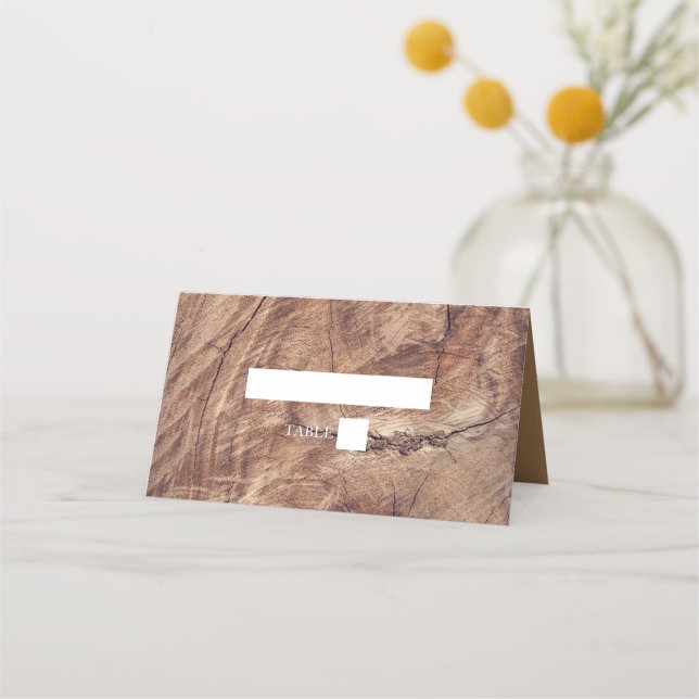 Rustic Wood Wedding Platzkarte (Vorderseite)