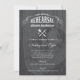 Rustic Wood Wedding Probe Dinner GRILLEN Party Einladung