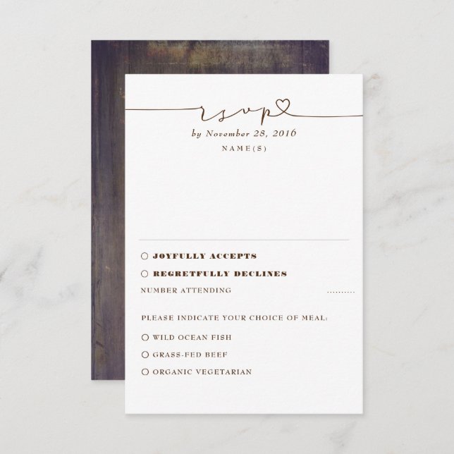 Rustic Wood Wedding RSVP (Vorne/Hinten)