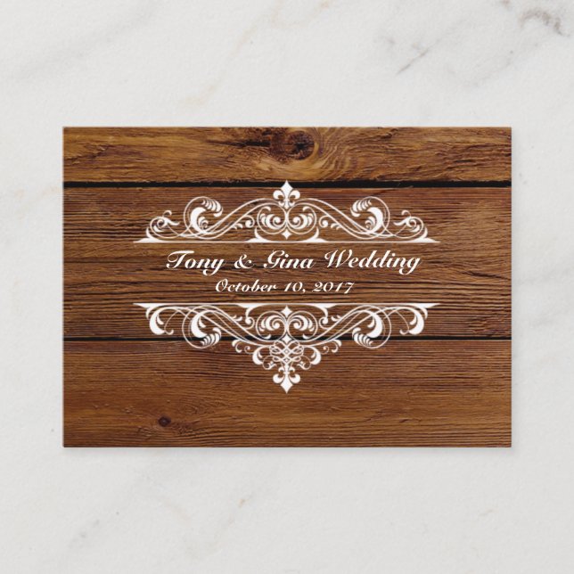 Rustic Wood Wedding RSVP Card Begleitkarte (Vorderseite)