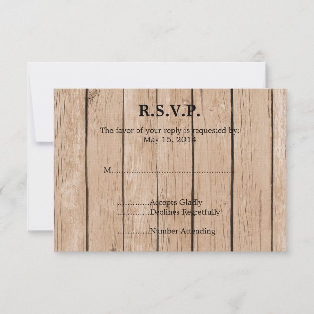 Rustic Wood Wedding RSVP Karte (Vorderseite)