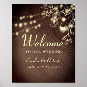 Rustic Wood Wedding Welcome Poster