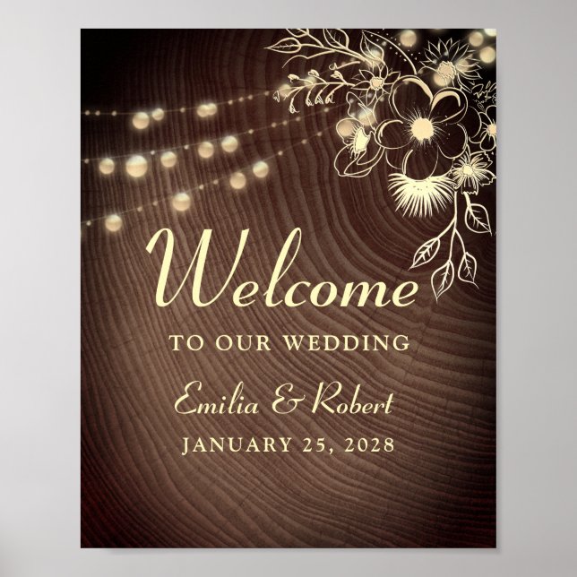 Rustic Wood Wedding Welcome Poster (Vorne)