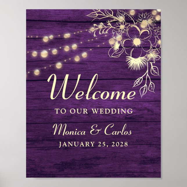 Rustic Wood Wedding Welcome Poster (Vorne)