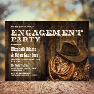 Rustic Wood Western Engagement Party Einladung