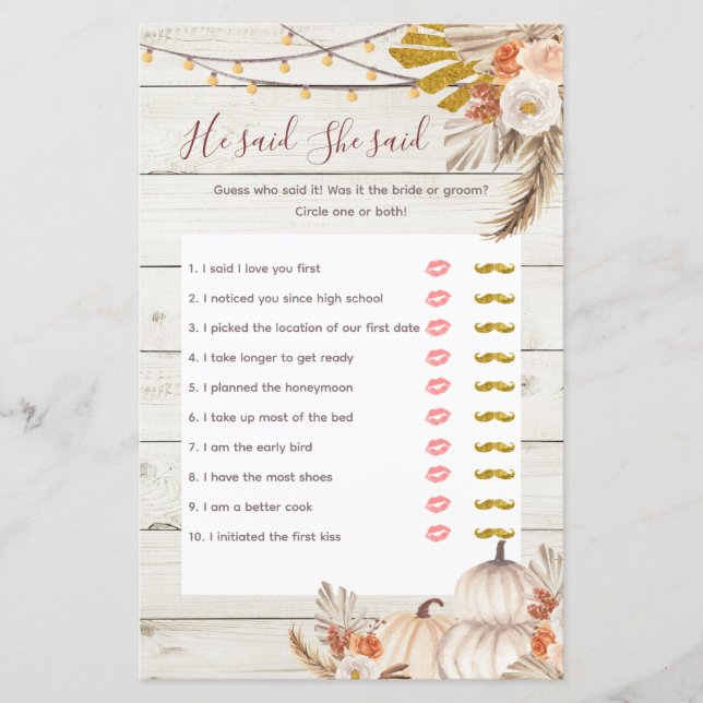 Rustic Wood White Cream Er sagte, sie sagte Game C (Vorderseite)