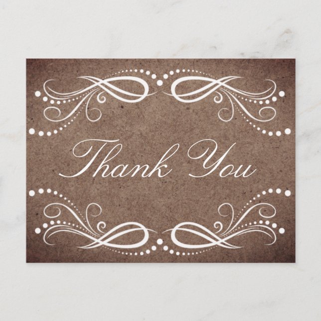 Rustic Wood white floral Vintag Danke Postkarte (Vorderseite)