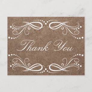Rustic Wood white floral Vintag Danke Postkarte