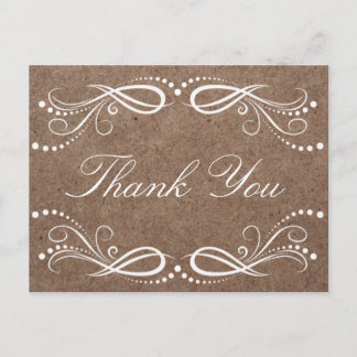 Rustic Wood white floral Vintag Danke Postkarte