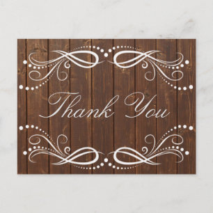 Rustic Wood white floral Vintag Danke Postkarte