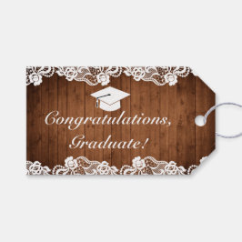 Rustic Wood White Lace Abschluss Herzlichen Glückw Geschenkanhänger