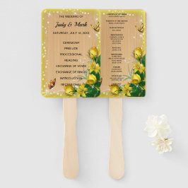 Rustic Wood Yellow Floral Butterfly Program Fächer