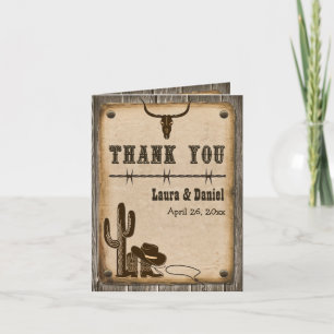 Rustic Wooden Western Style Thank You Card Dankeskarte