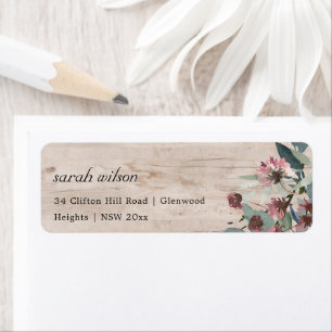 Rustic Wooden Wild Pink Eukalyptus Floral Anschrif
