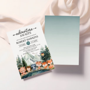 Rustic Woodland Adventure erwartet Baby Shower Einladung