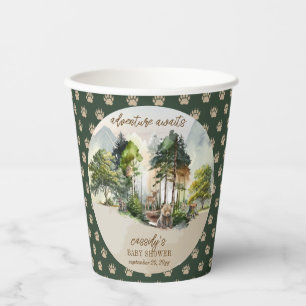 Rustic Woodland Adventure erwartet Boy Baby Shower Pappbecher