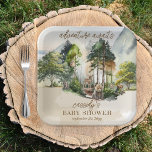 Rustic Woodland Adventure erwartet Boy Baby Shower Pappteller<br><div class="desc">Treten Sie ein in die bezaubernde Welt des rustikalen Woodland Adventure AWARits Boy Baby Shower. Diese faszinierende Einladung und Accessoires-Kollektion bringt den Zauber eines Waldes zum Leben, wo sich vor Ihren Augen eine reizvolle Szene entfaltet. Inmitten üppiger Vegetation und einer Bergkulisse mit blauem Himmel, einem Babybär, einem Hirschtier, einem Baby-Kaninchen...</div>