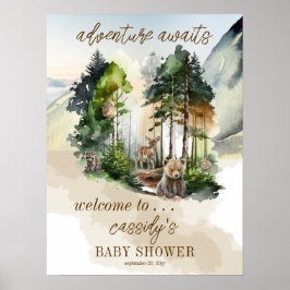 Rustic Woodland Adventure erwartet Boy Baby Shower Poster